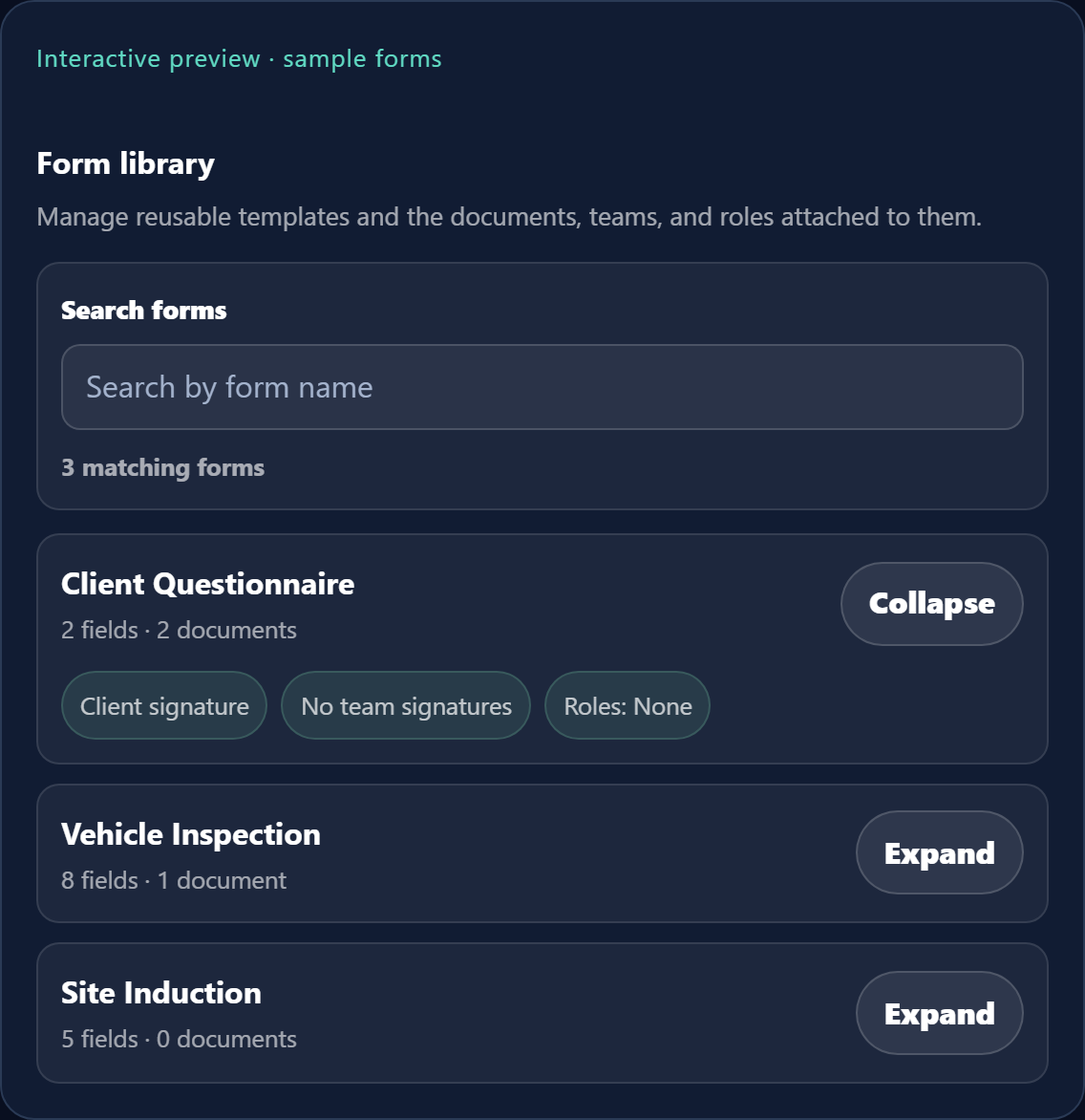 Employr form builder for creating risk assessments, method statements, inspections, and other compliance records