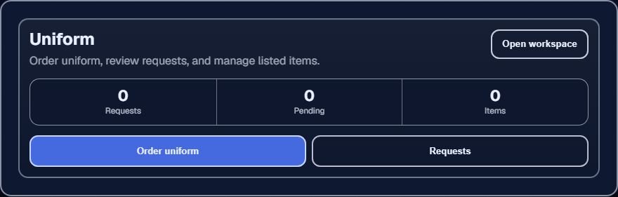 Employr uniform preview with stock and request management
